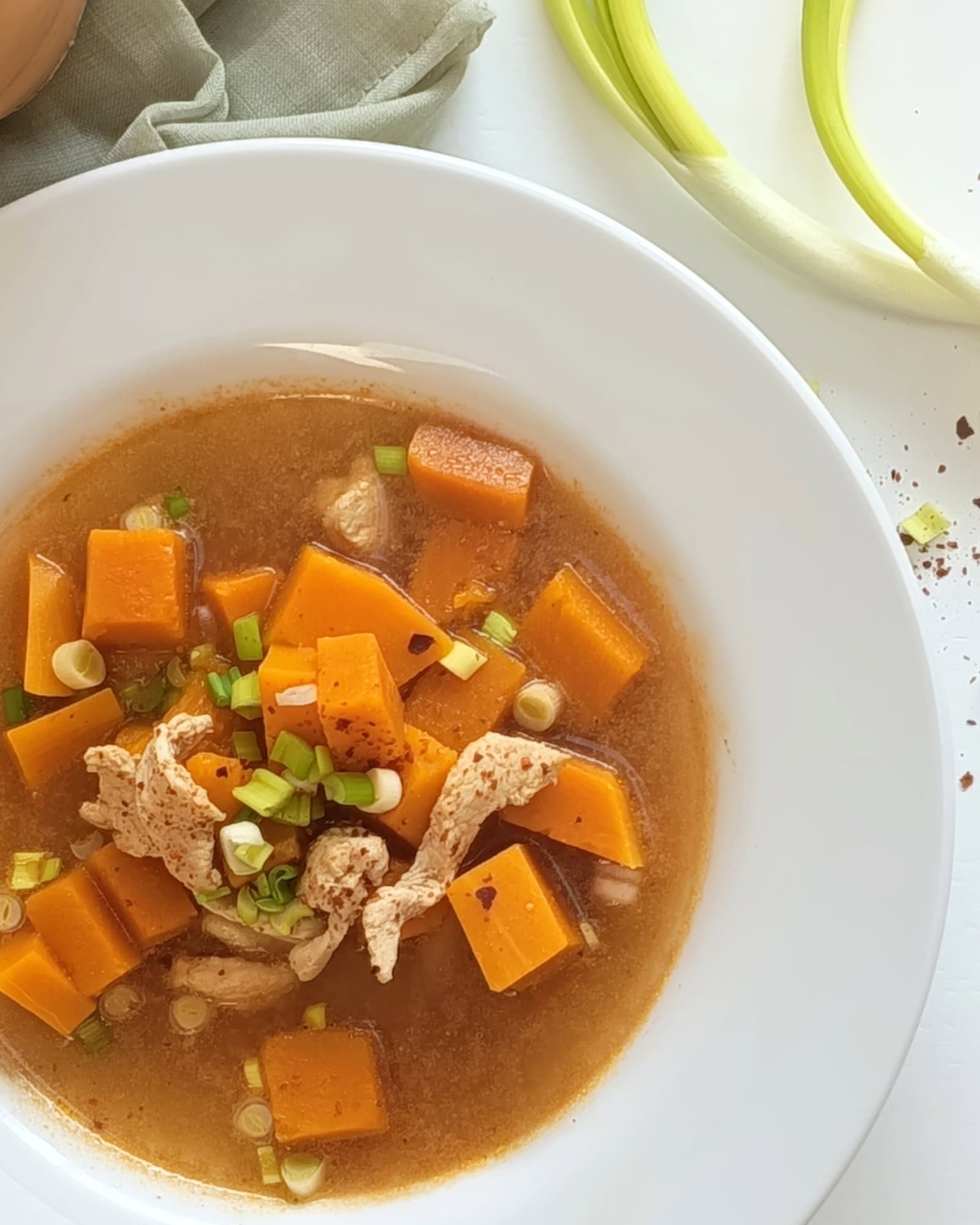 Thai Red Curry Style Pumpkin, Coconut and Chicken Soup recipe