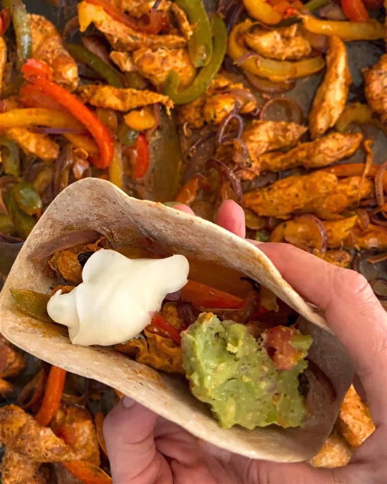Chicken Fajita Tray Bake Wraps recipe