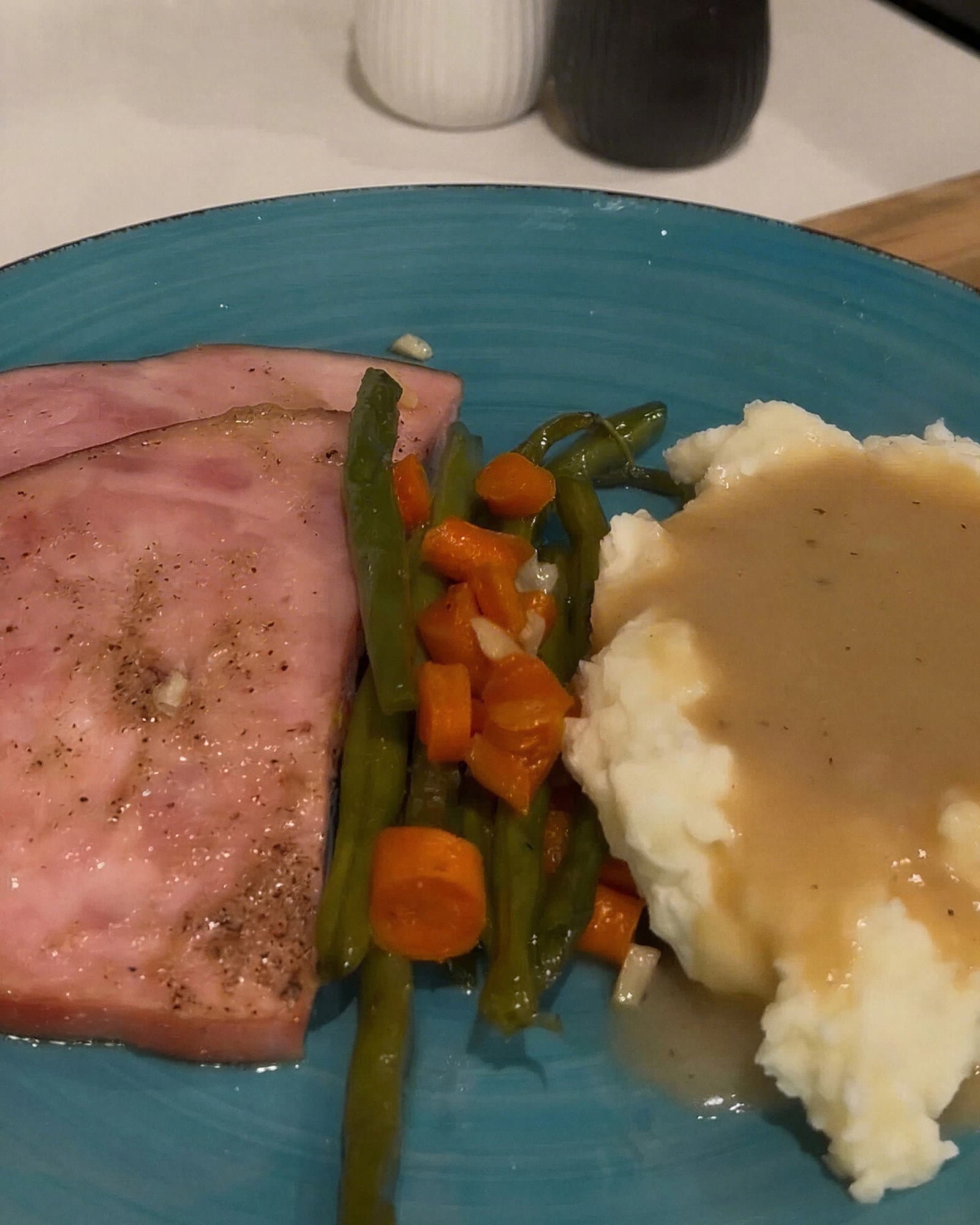 Brown Sugar Ham Steaks with Veggies recipe