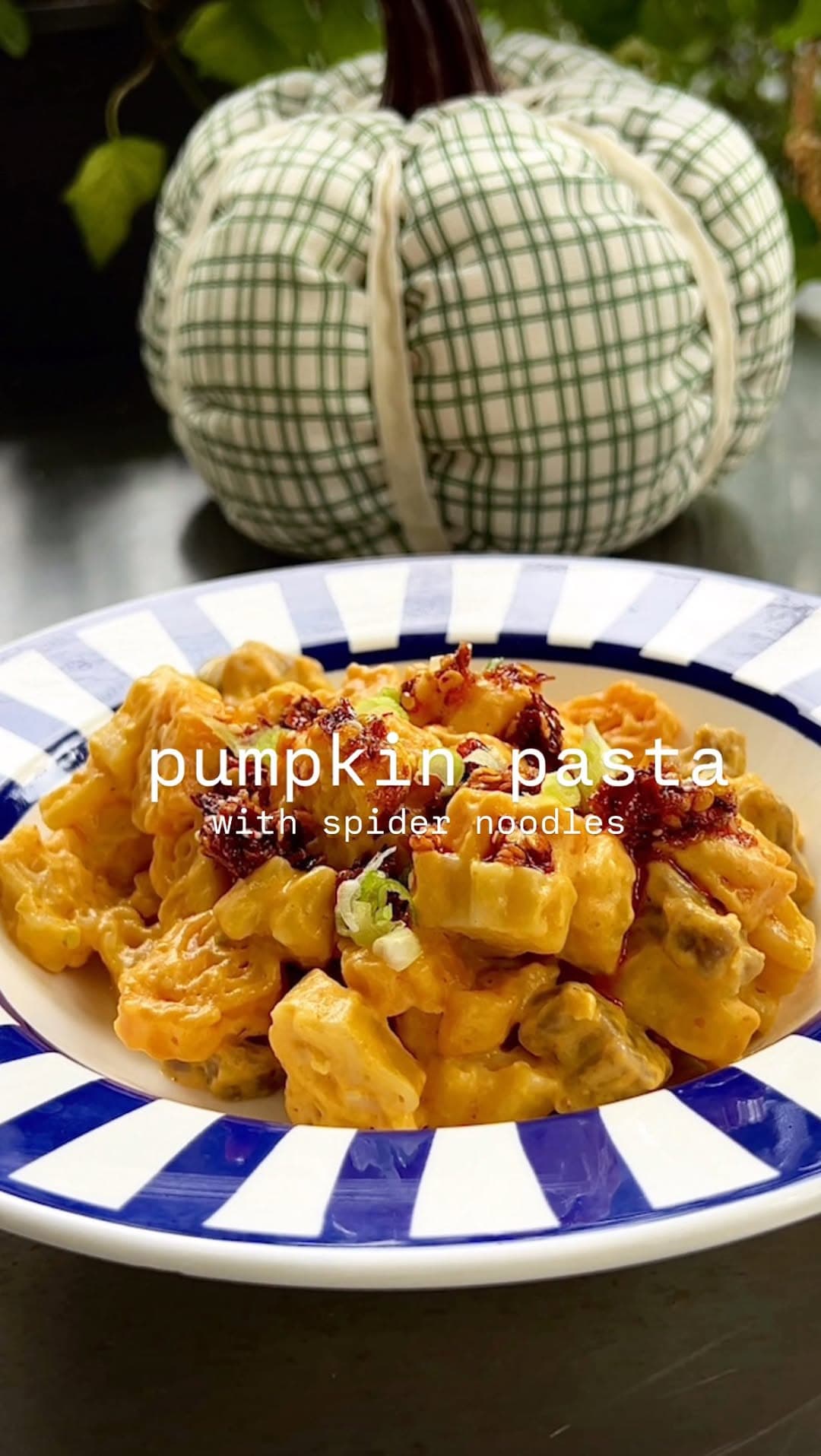 Cozy Pumpkin Pasta with Spider Noodles recipe