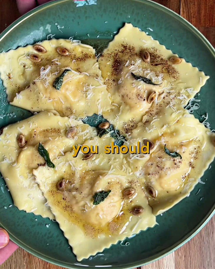 Pumpkin Ravioli with Brown Butter and Sage recipe