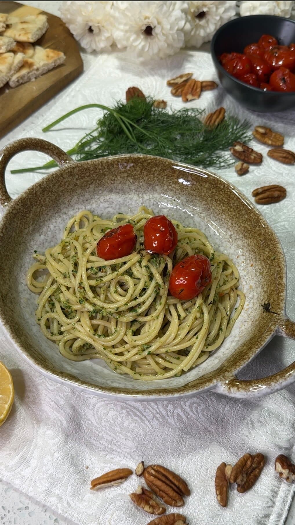 Basil Pesto Pasta with Sweet Tomatoes recipe