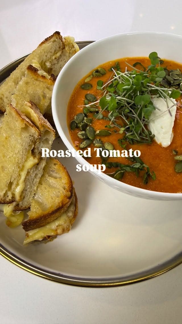 Roasted Tomato Soup + Melty Comté Grilled Cheese recipe