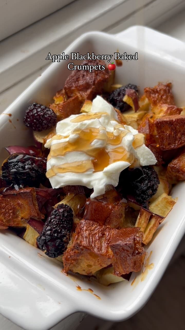 Apple and Blackberry Crumpet Bake recipe