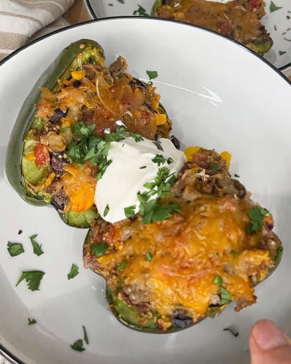 Ground Beef, Quinoa & Black Bean Stuffed Peppers recipe