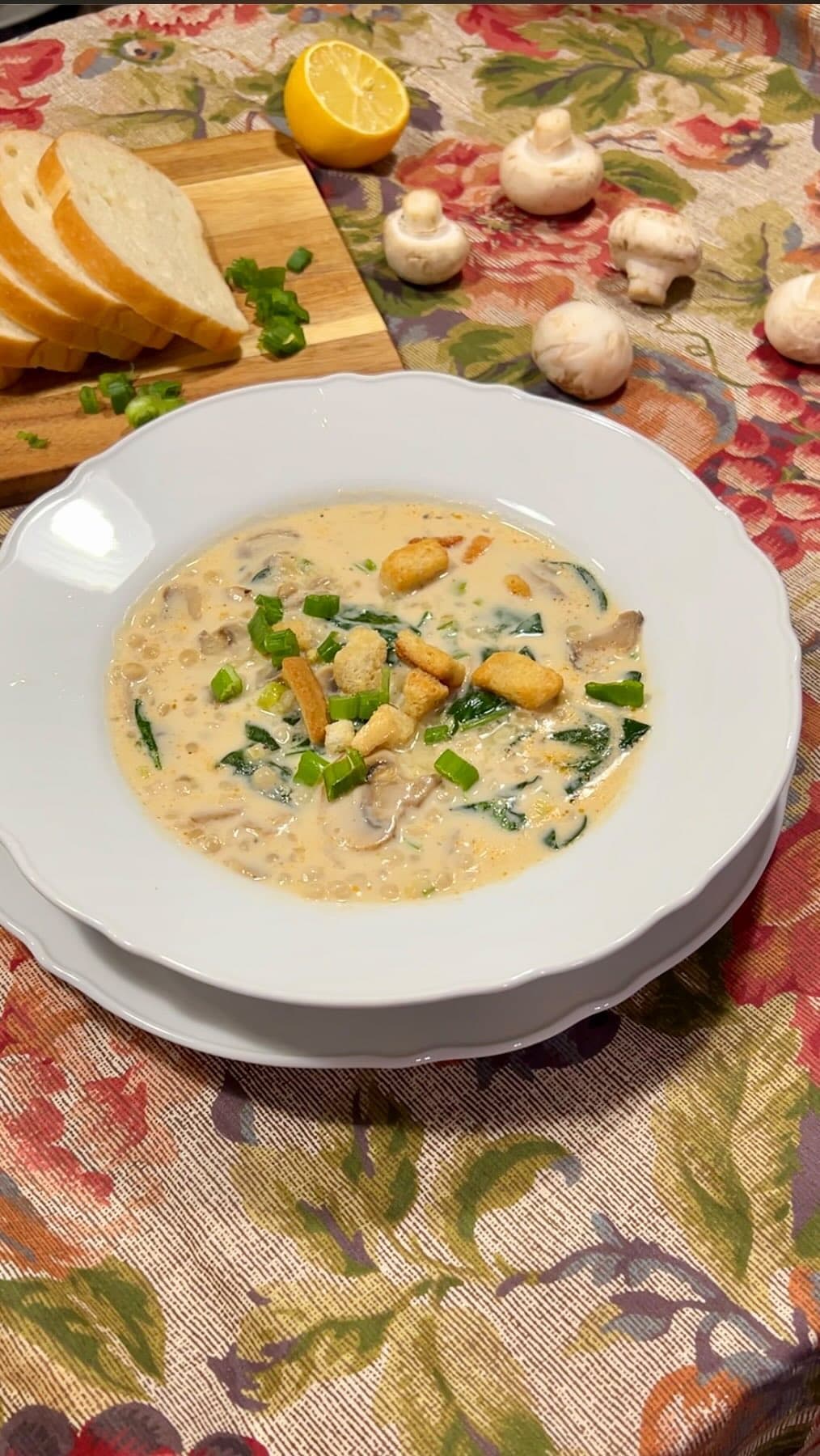 Creamy Mushroom Chowder with Israeli Couscous recipe