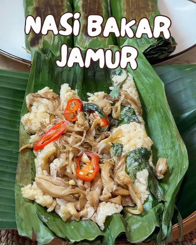 Nasi Bakar Jamur (Grilled Rice with Mushroom Filling) recipe
