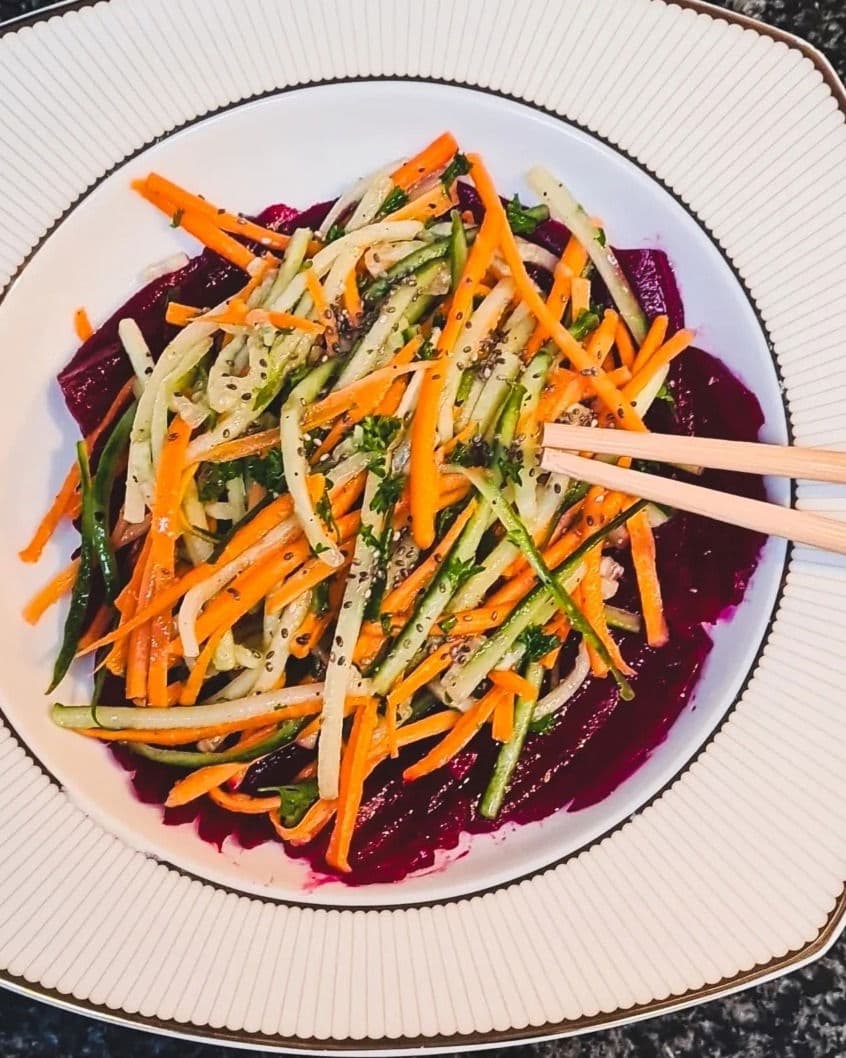 Crunchy Beetroot & Vegetable Salad with Tangy Dressing recipe