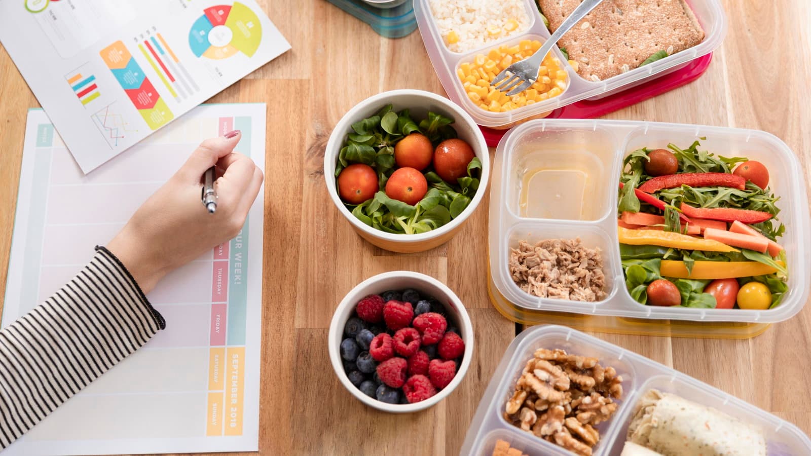 Food blogger doing meal planning. 