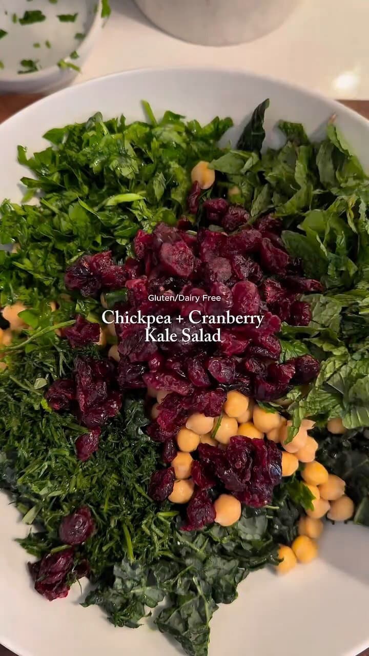 Herby Chickpea and Cranberry Kale Salad recipe