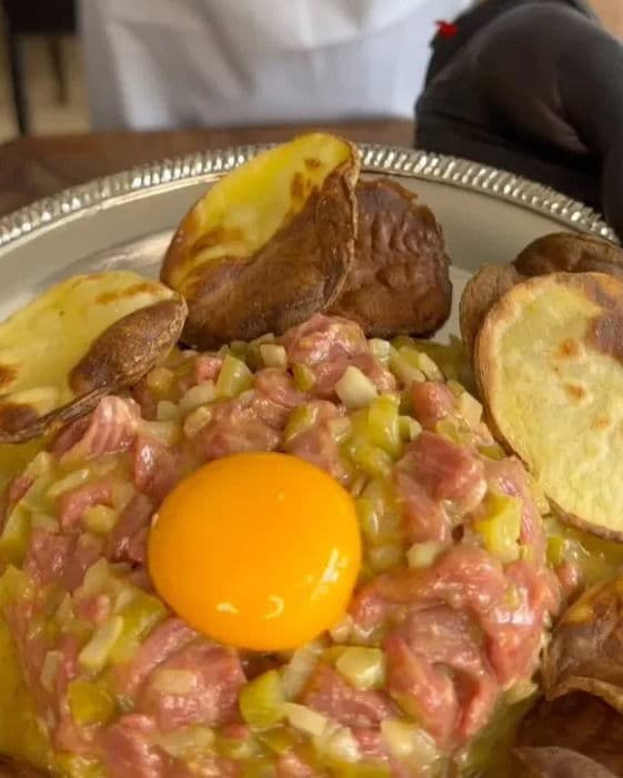 Savory Beef Tartare with Homemade Potato Chips recipe