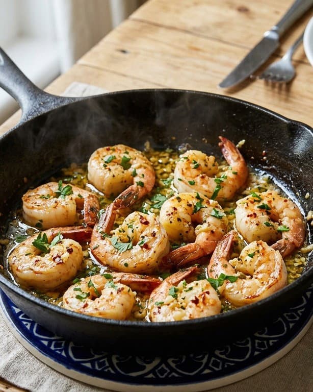 Garlic Butter Prawns with Lemon and White Wine recipe