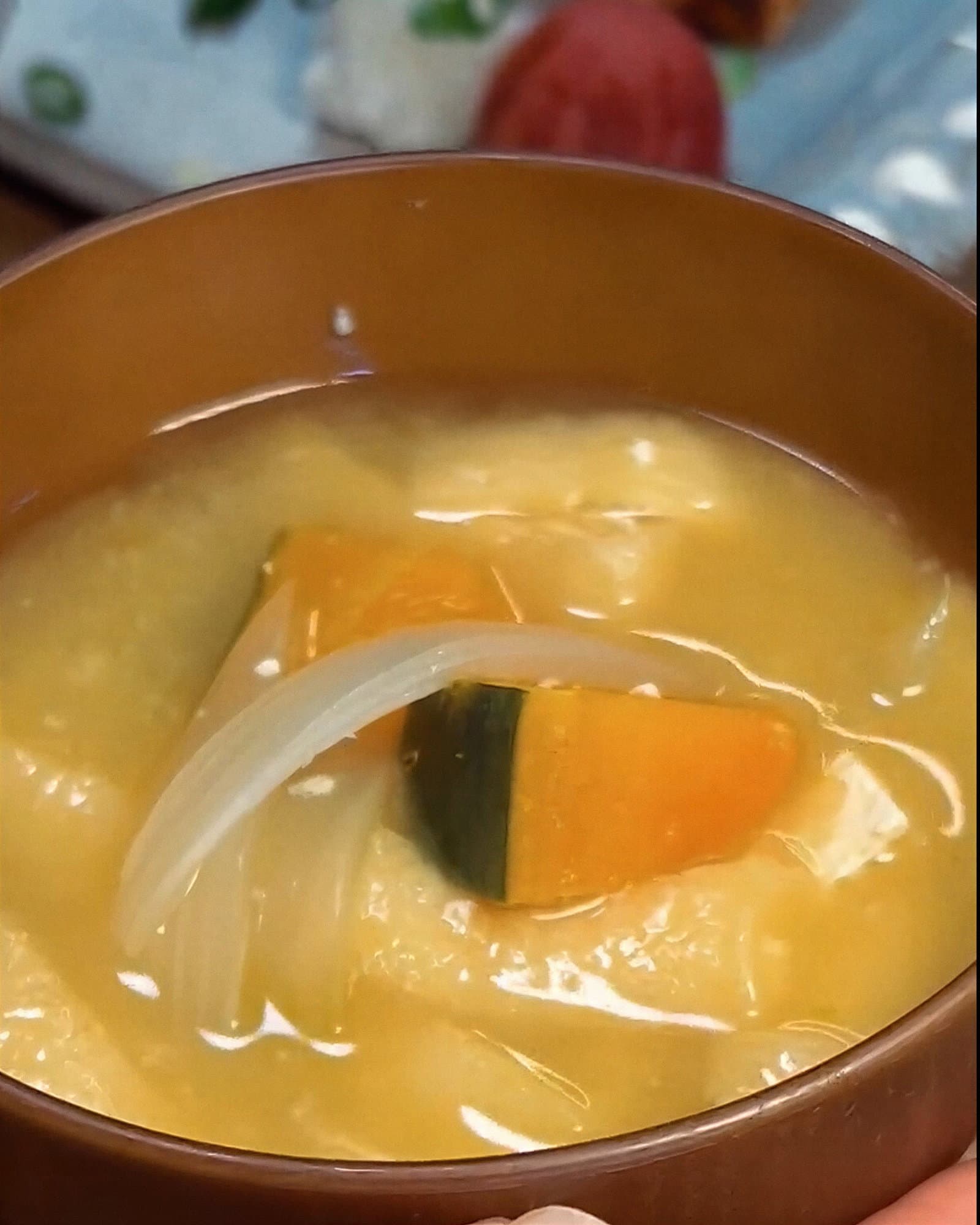 Sweet Kabocha Squash and Juicy Fried Tofu Miso Soup recipe
