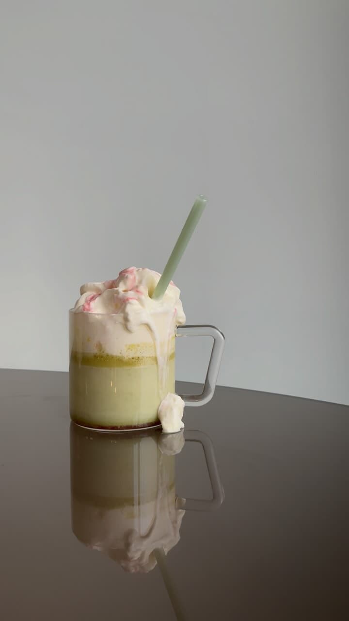 Matcha White Hot Chocolate with Raspberry Syrup recipe