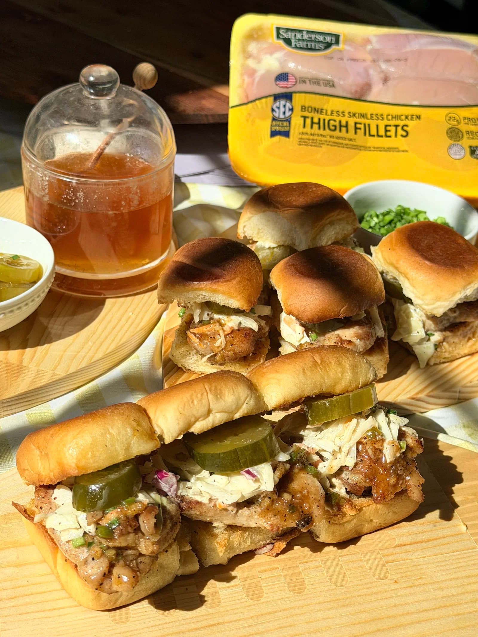 Cajun Honey Butter Chicken Sliders with Tangy Coleslaw recipe