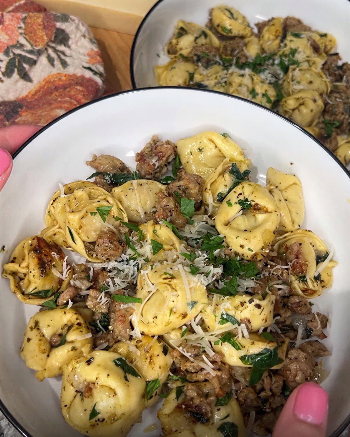 Creamy Pesto and Sausage Tortellini recipe