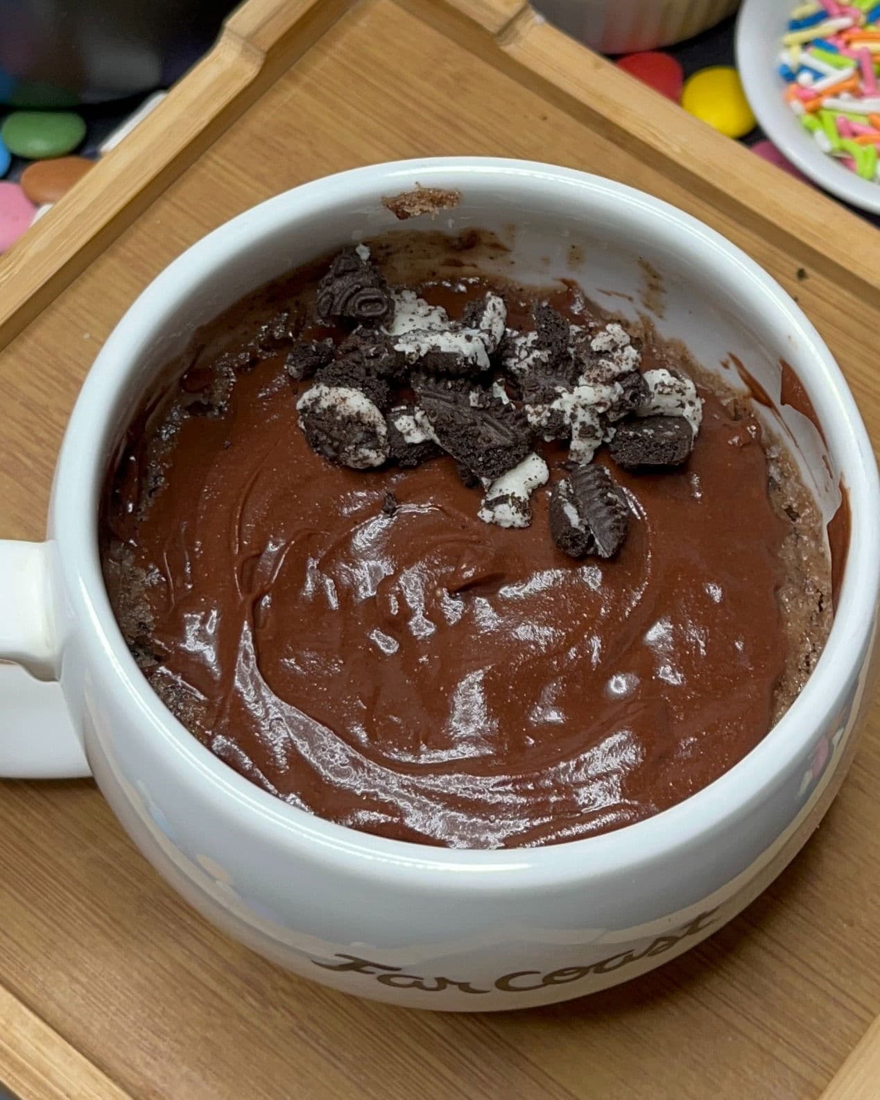 Oreo Nutella Swirl Mug Cake with Cream Cheese Chocolate Frosting recipe