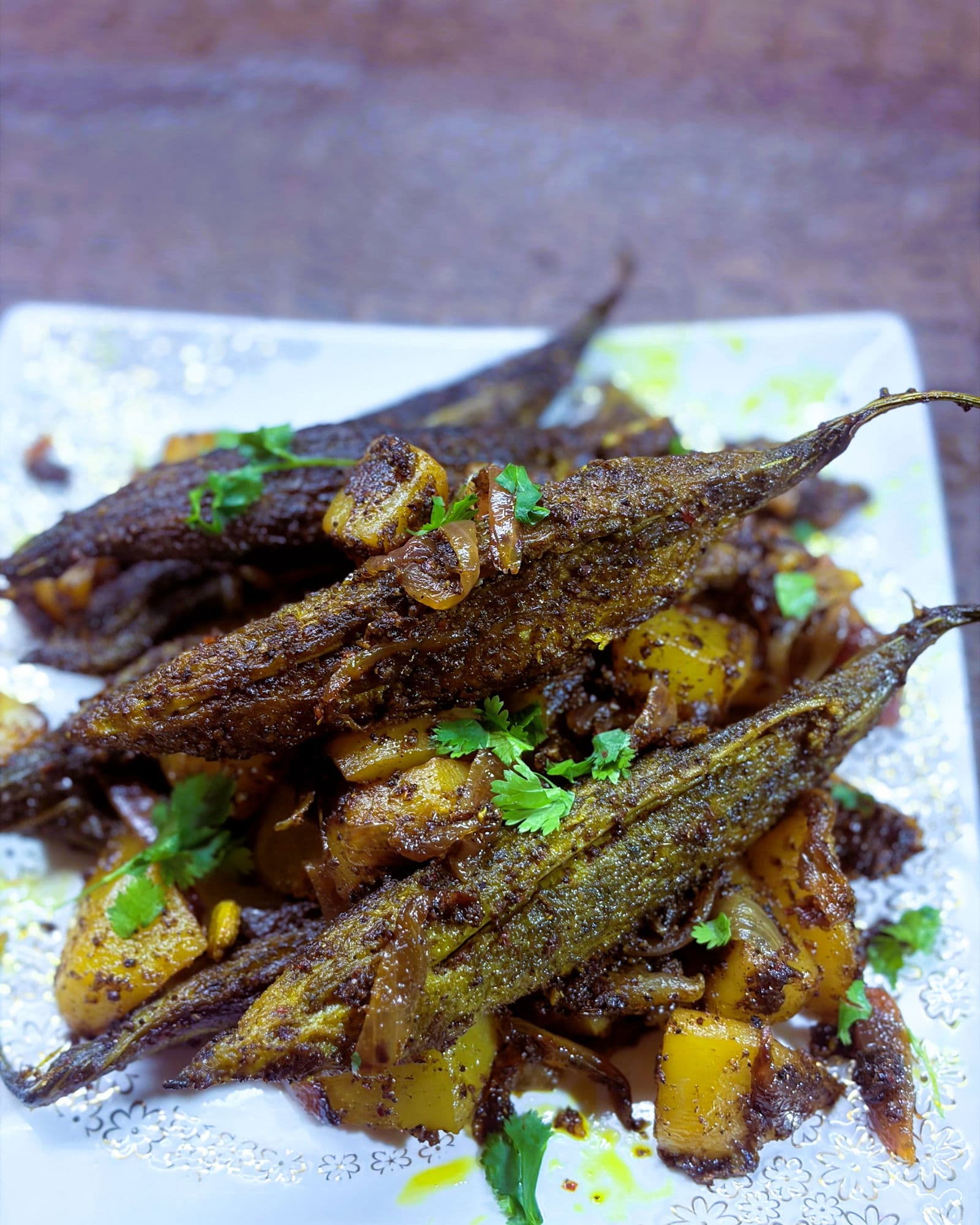 Bharwa Karela Aloo with dry spices recipe