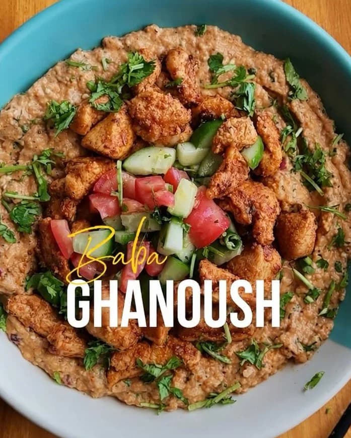 Baba Ganoush with Chicken Shawarma and Fattoush recipe
