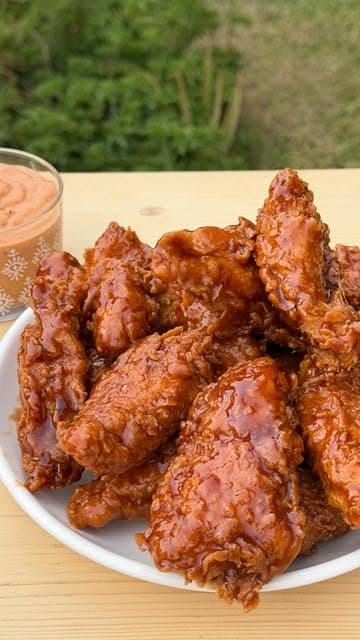 Crispy Chicken Tenders with Hot Honey Glaze recipe