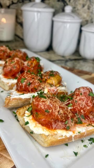 Chicken Meatball and Ricotta Toasts recipe