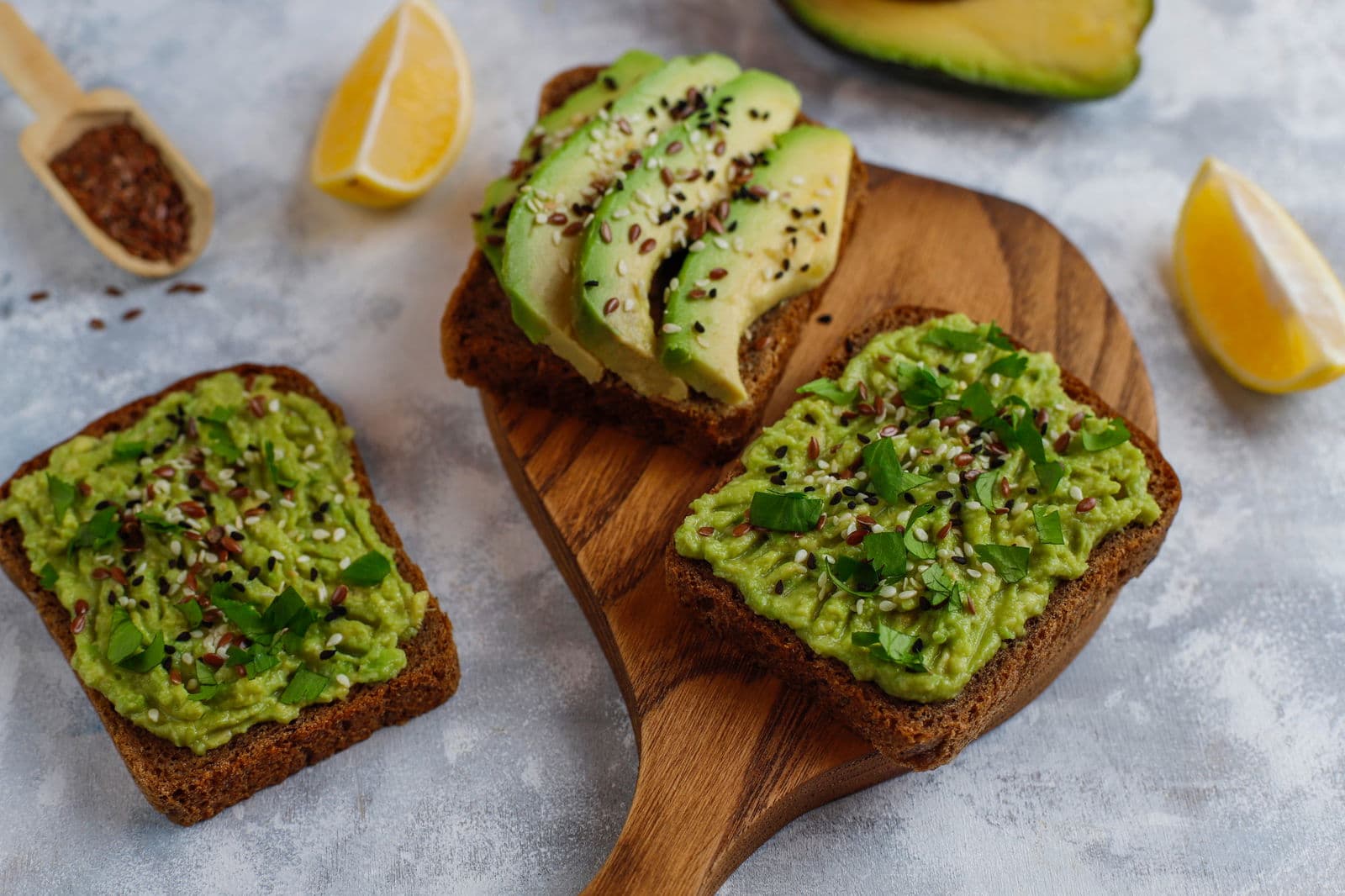 Avocado open toast with avocado slices
