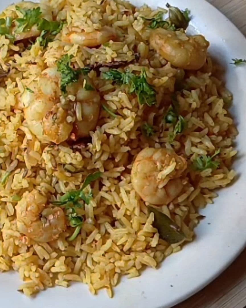 Goan Style Kolambi Bhaat | Prawns Pulav (Coconut Prawn Rice) recipe