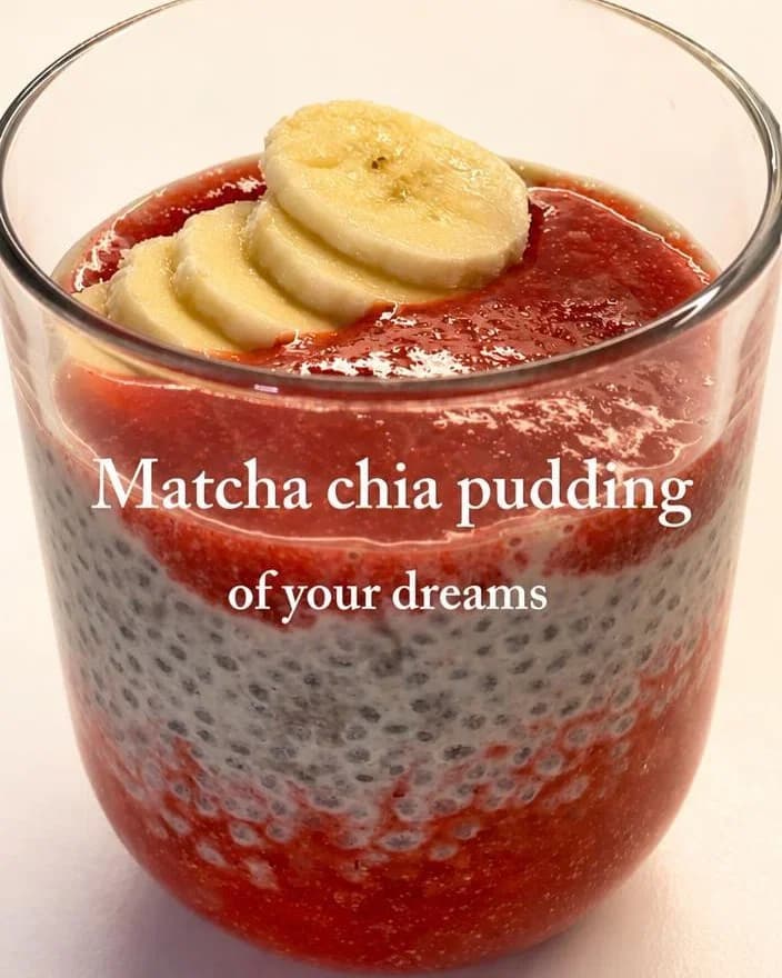Creamy Matcha Chia Pudding with Strawberries and Banana recipe