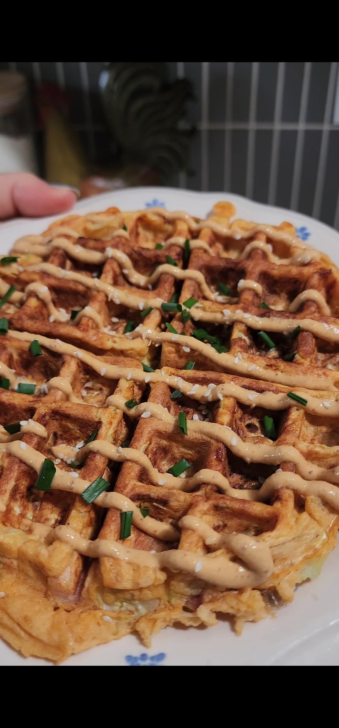High Protein Okonomiyaki Inspired Waffles recipe