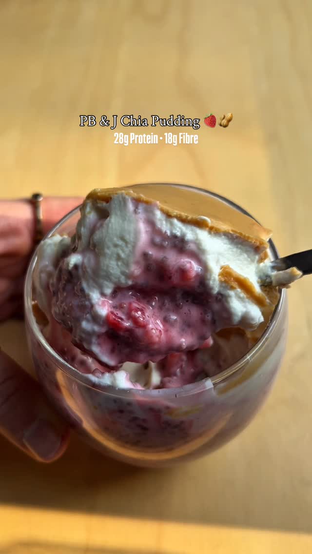 Strawberry Chia Pudding with Peanut Butter Top recipe