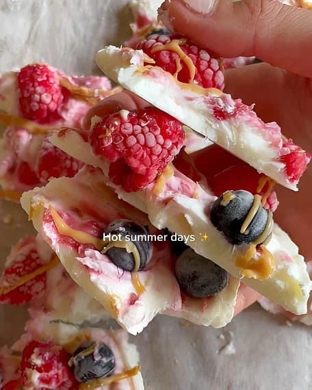 Peanut Butter and Jelly Frozen Yogurt Bark recipe