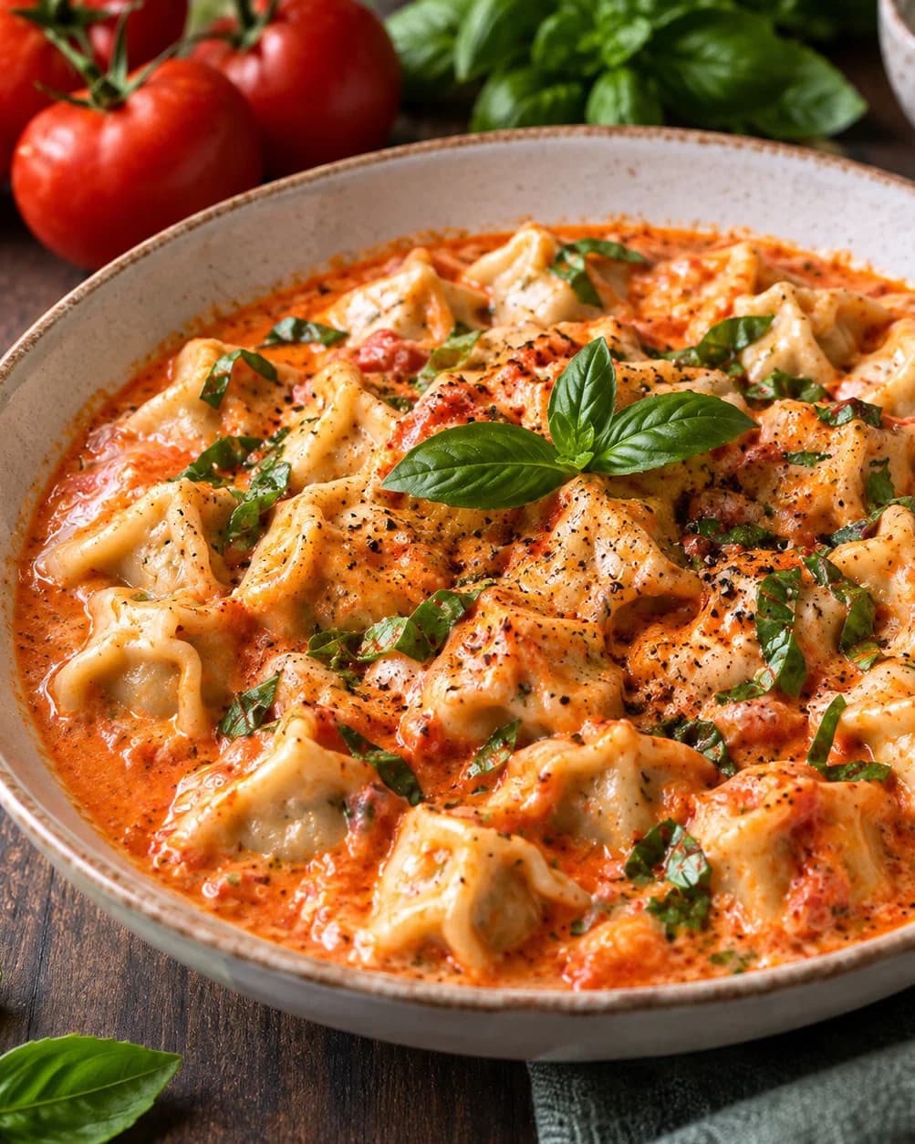 Turkish Ravioli with Creamy Tomato Basil Sauce recipe