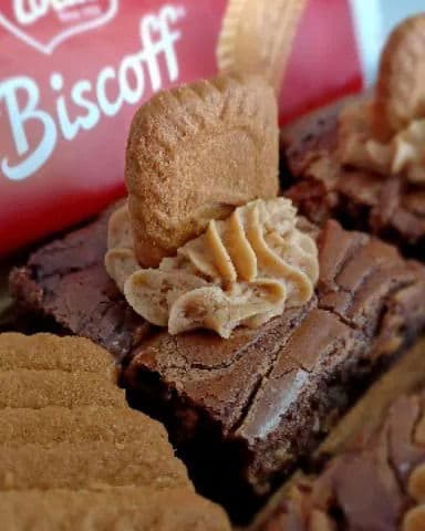 Chocolate Peanut Butter Brownie with Peanut Butter Biscoff Frosting recipe