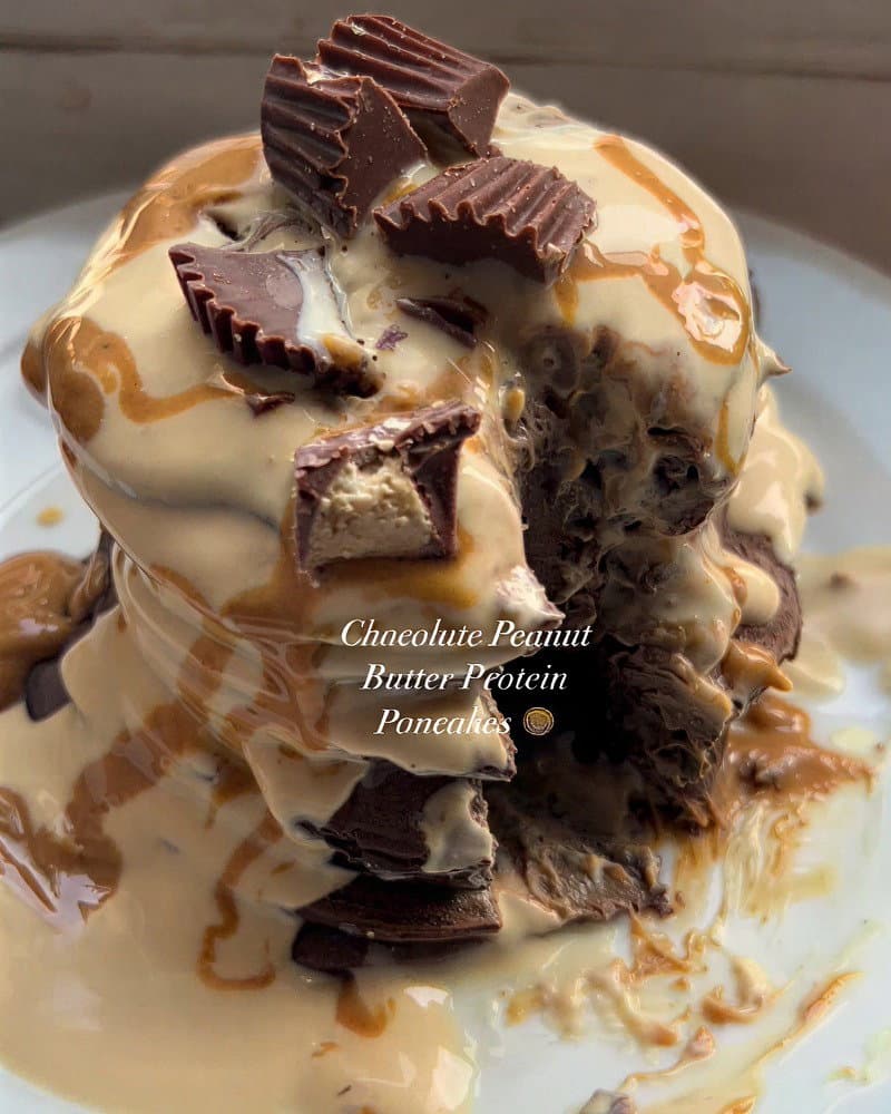 Reese’s Peanut Butter Cup Protein Pancake Stack recipe