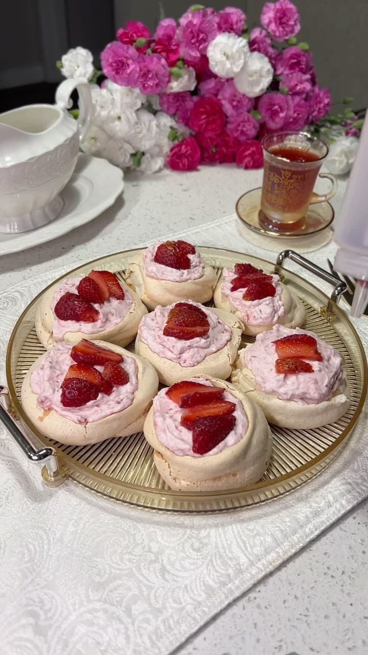 Mini Pavlova with Strawberry Whipped Cream recipe