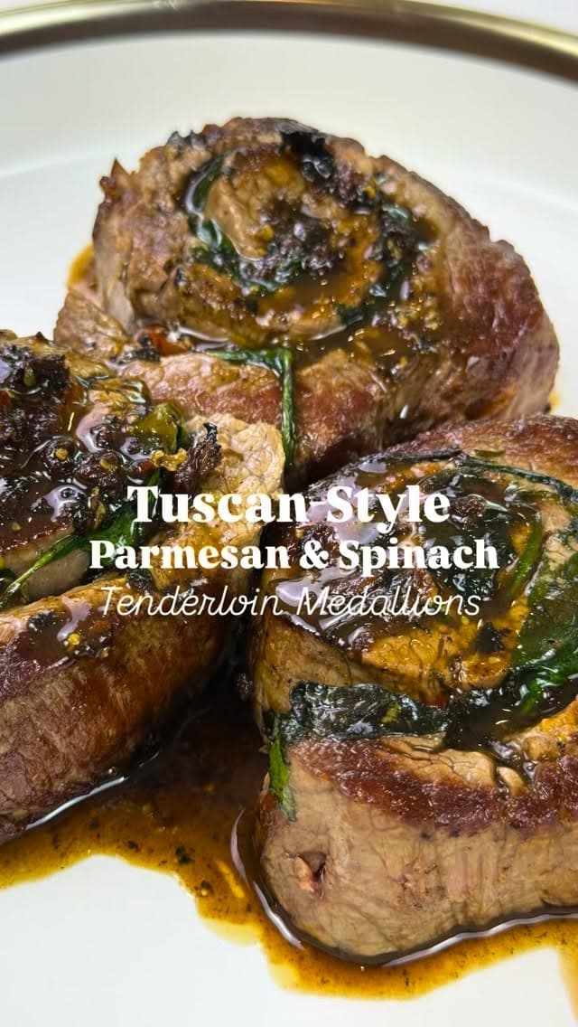 Tuscan-Style Parmesan & Spinach Tenderloin Medallions recipe