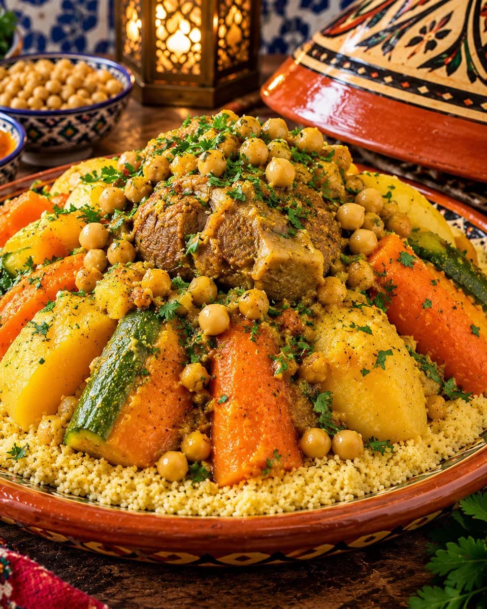 Moroccan Couscous with Vegetables & Chickpeas recipe