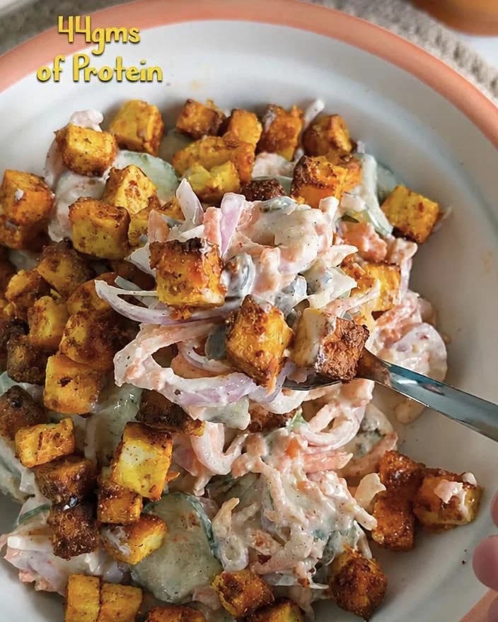 Crispy Paneer Protein Salad recipe