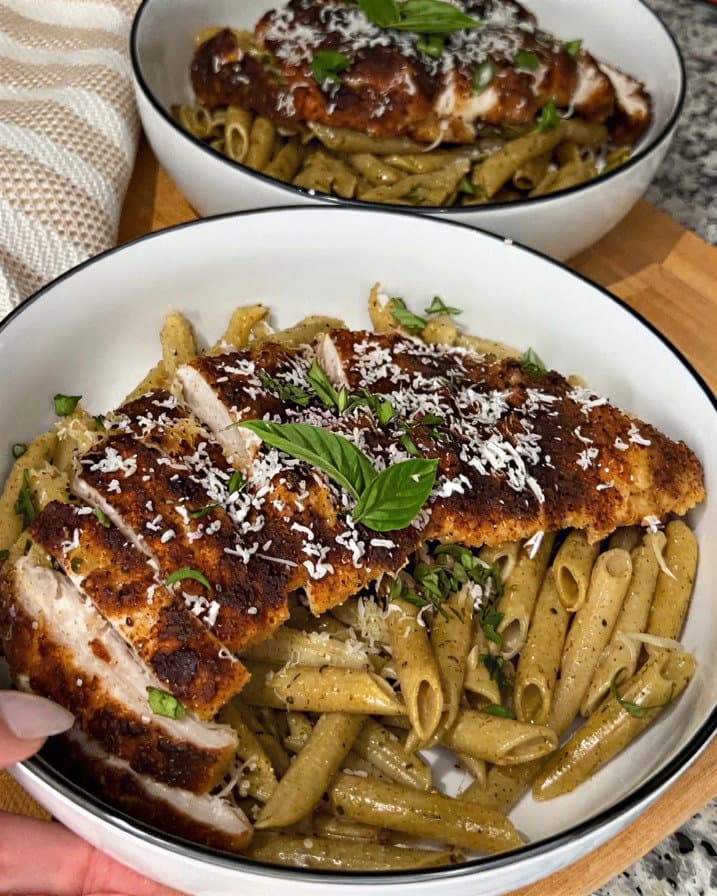 Crispy Chicken & Pesto Penne recipe
