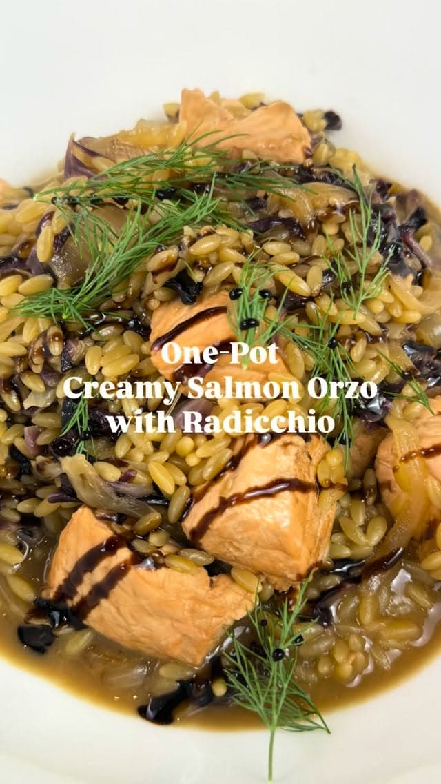 One-Pot Creamy Salmon Orzo with Radicchio recipe