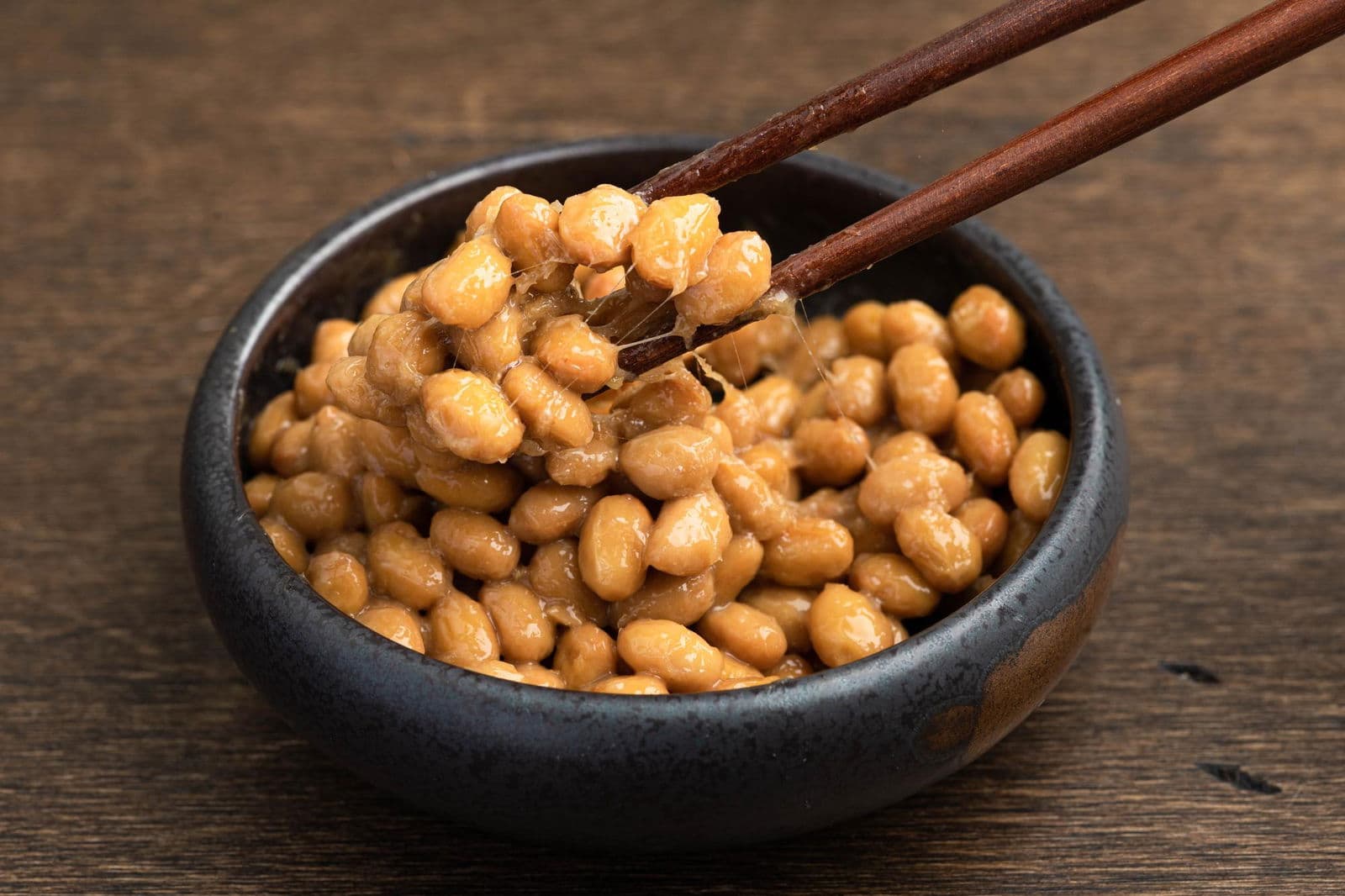  Natto japanese fermented soybeans selective focus closeup