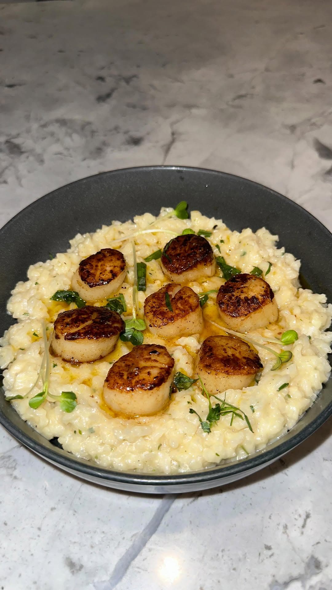 Pan-Seared Scallops on Creamy Tarragon Risotto recipe