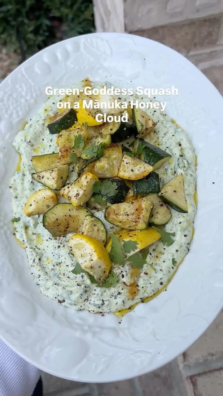 Roasted Zucchini and Yellow Squash with Whipped Cottage Cheese recipe