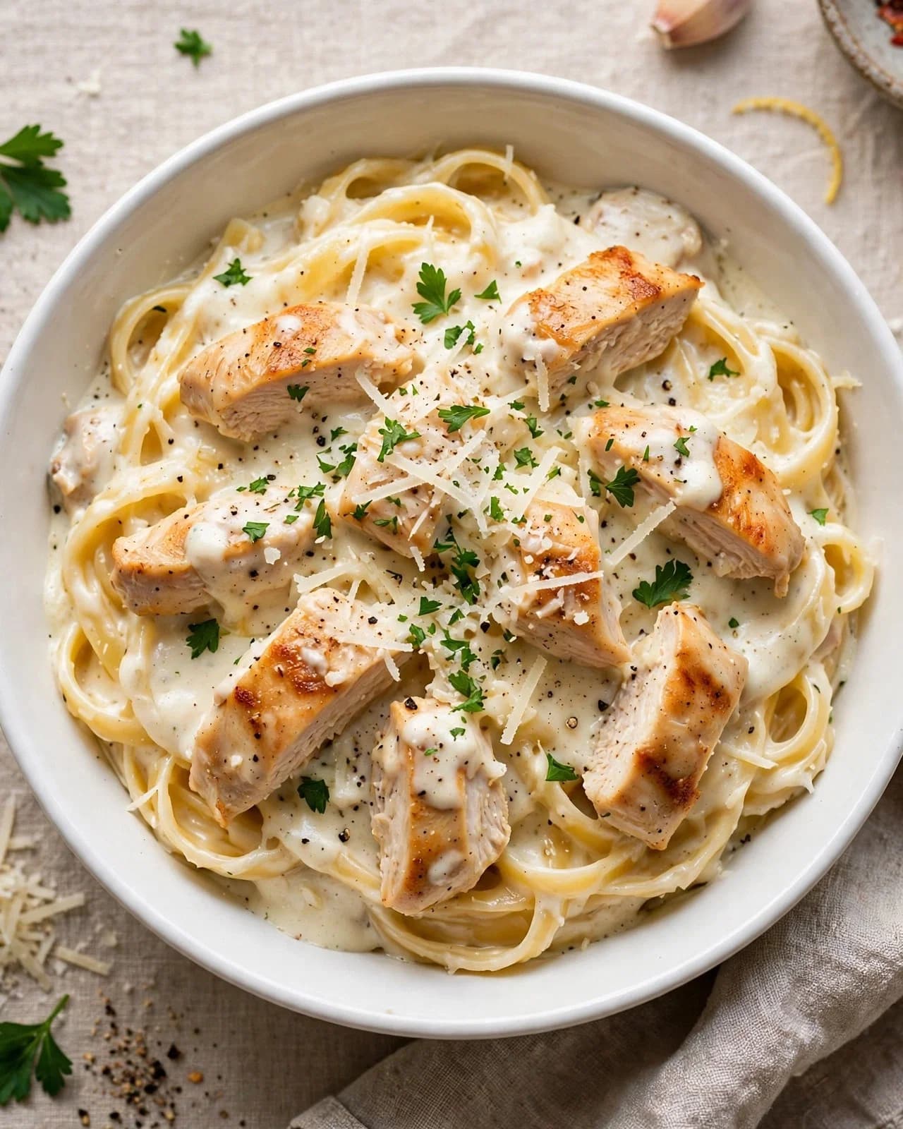 Creamy White Sauce Chicken Pasta - Restaurant Style in 15 Minutes recipe