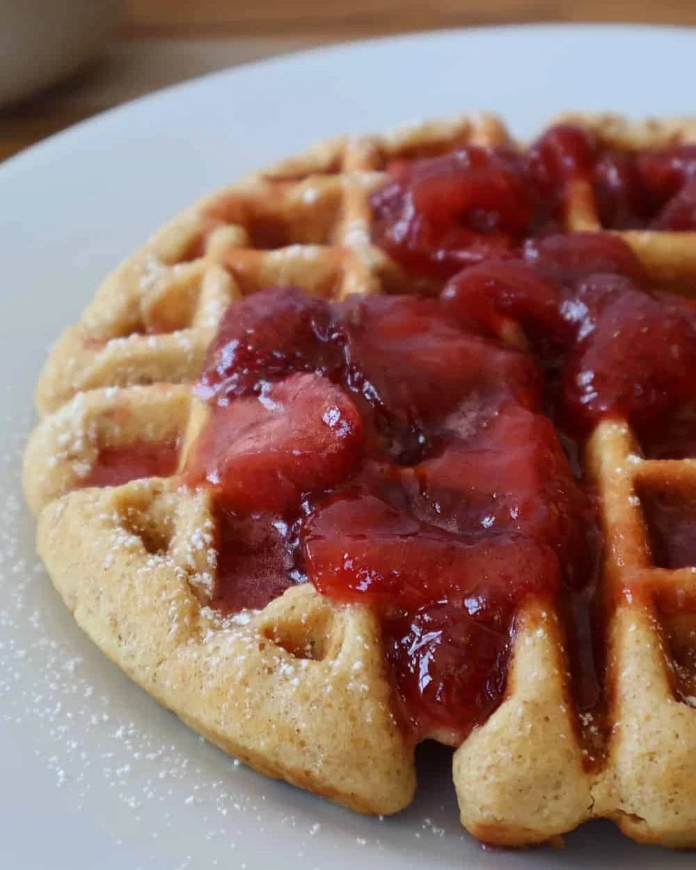 Whole Wheat Waffles with Strawberry Syrup recipe
