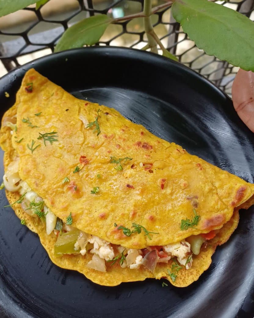 Stuffed Oats Chilla | Stuffed Oats Pancake recipe