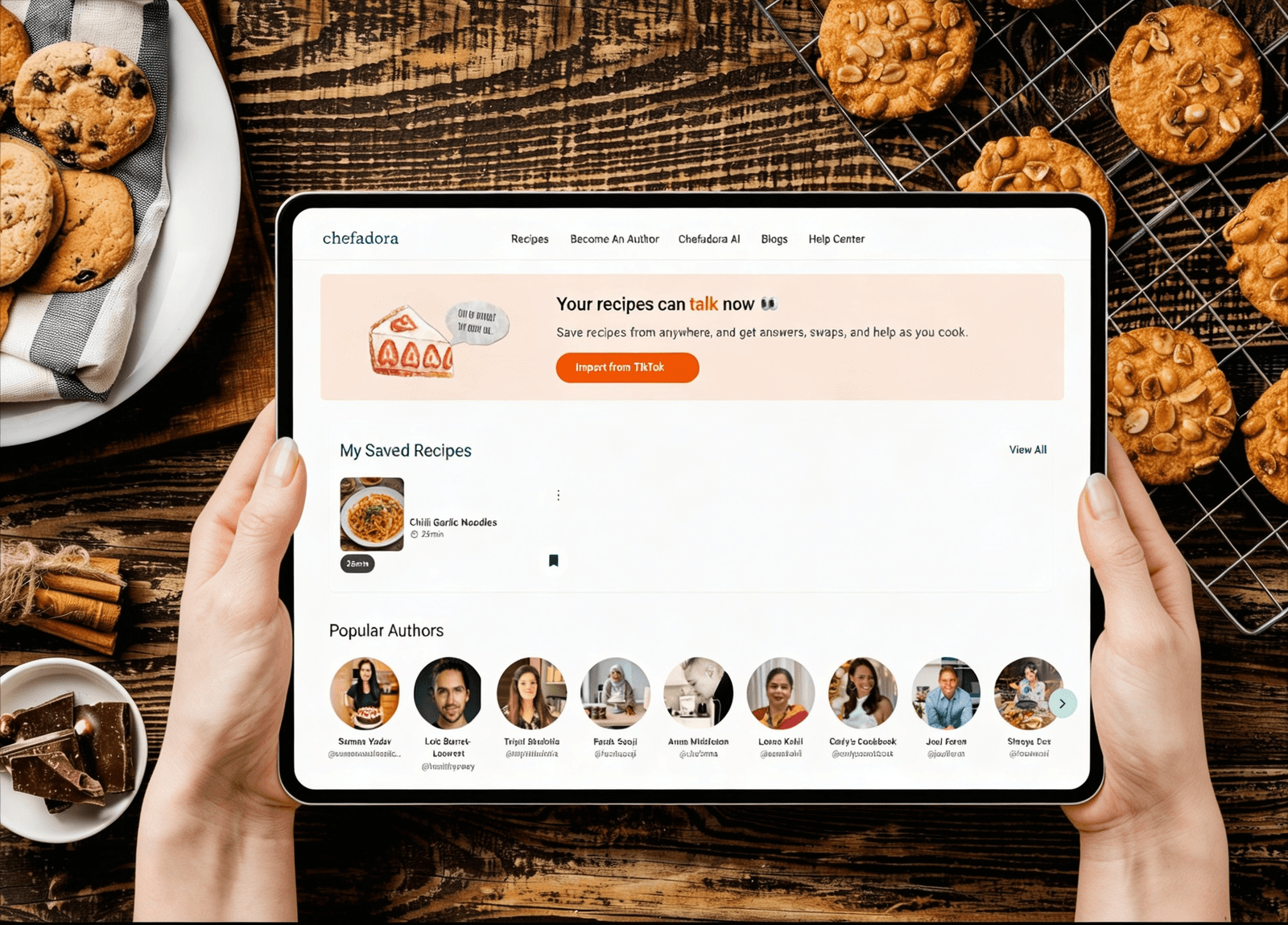 Food blogger using Chefadora's recipe import feature to import recipes from anywhere.