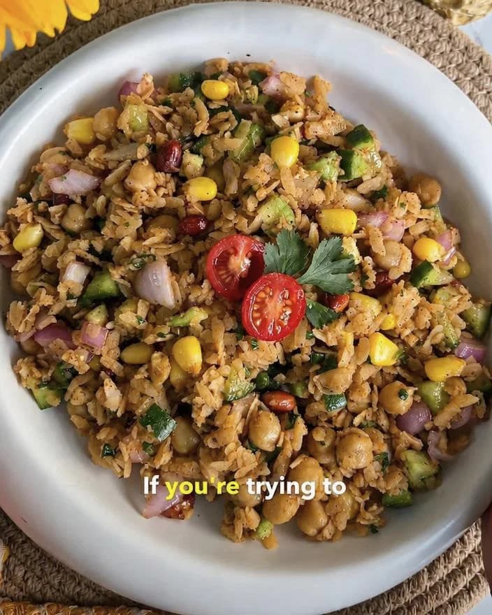 Avocado Poha Salad with Chickpeas recipe