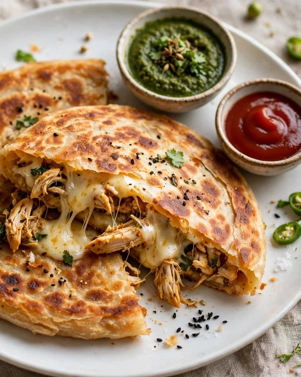 Crispy Chicken Cheese Paratha recipe