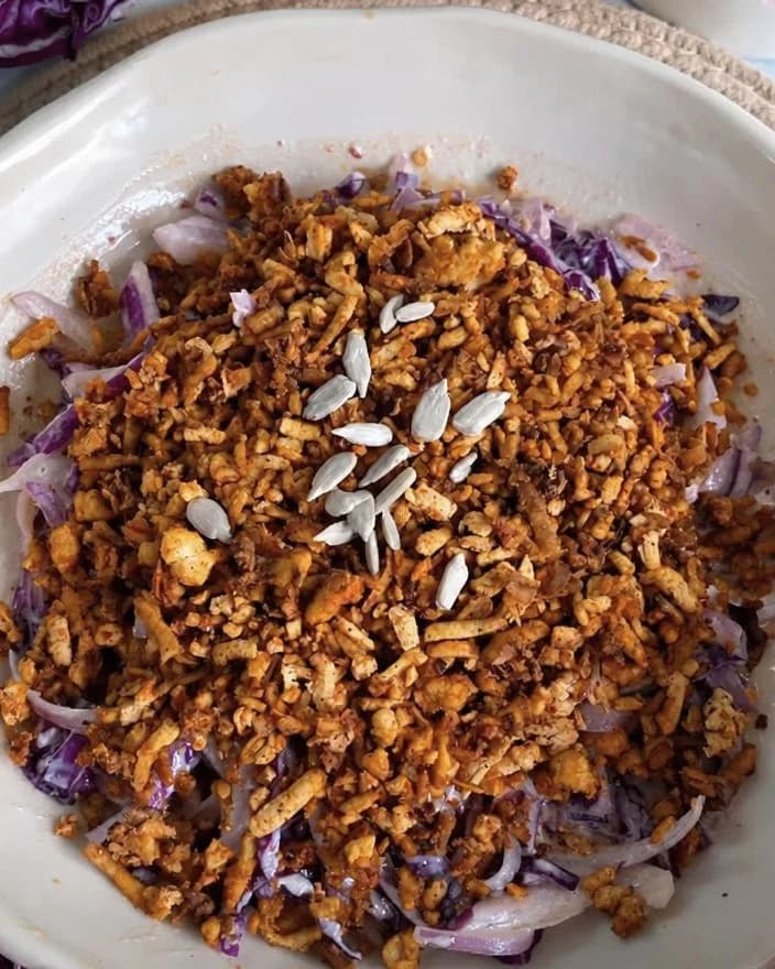 High-Protein Orange Tofu Crunch Salad recipe